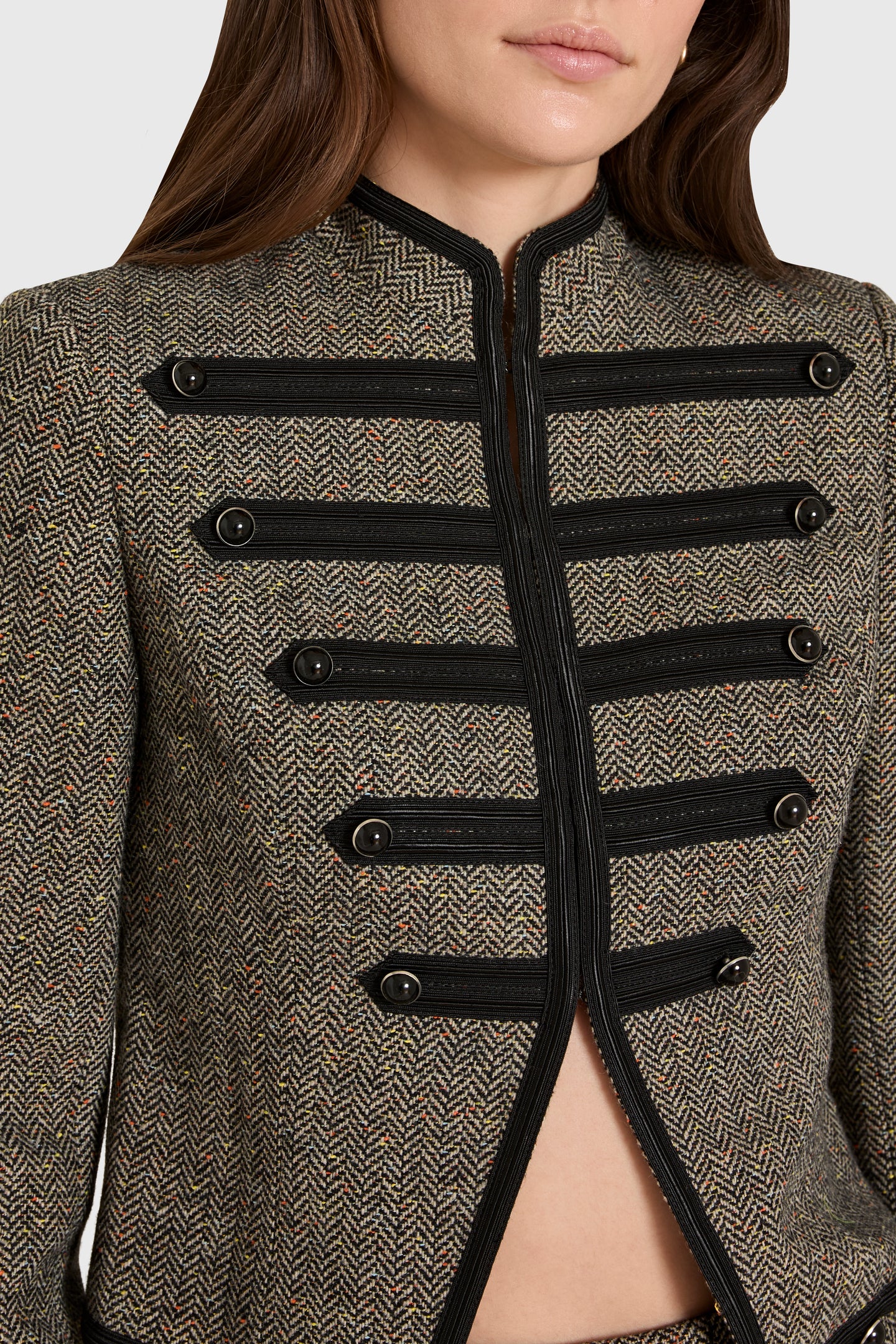 Amanda Uprichard Fiona Jacket in Watson Tweed - detail view