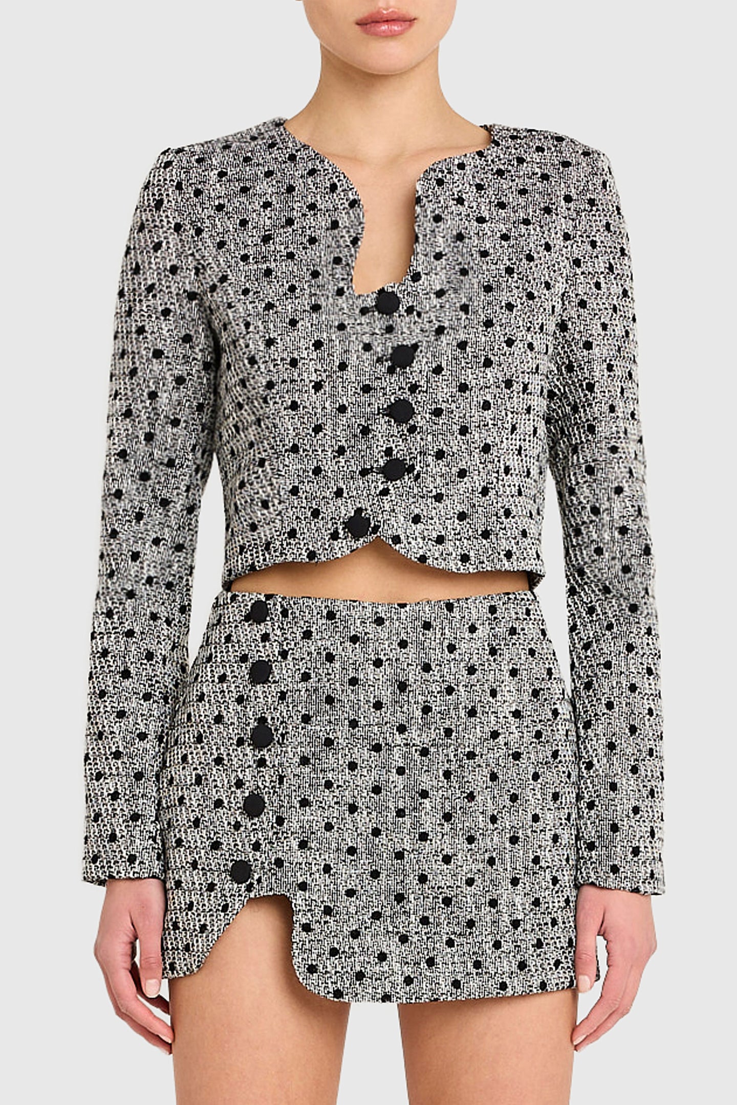 Puzzle Skort in Polka Dot Tweed View 1
