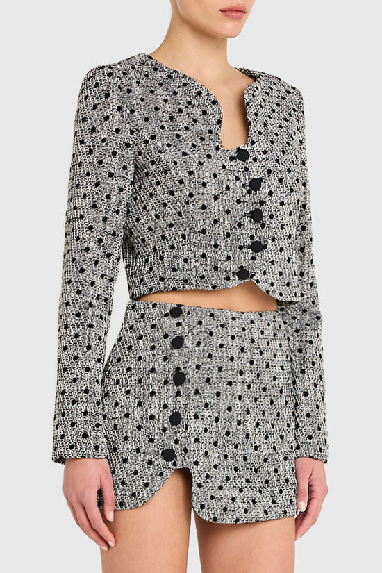 Puzzle Skort in Polka Dot Tweed view 2
