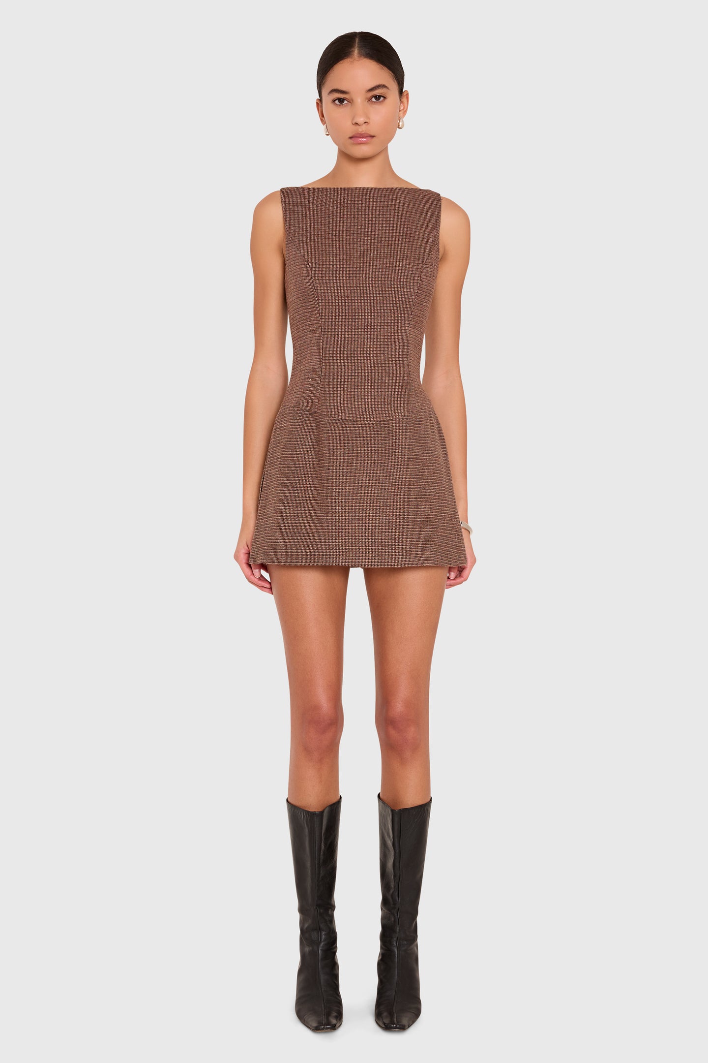 Amanda Uprichard Ines Romper in Heritage Tweed - front view