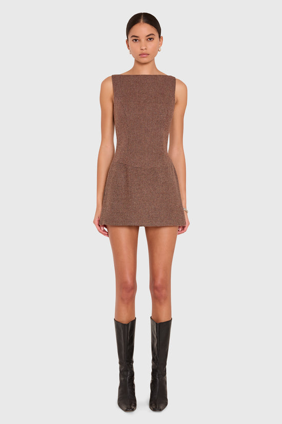 Amanda Uprichard Ines Romper in Heritage Tweed - front view