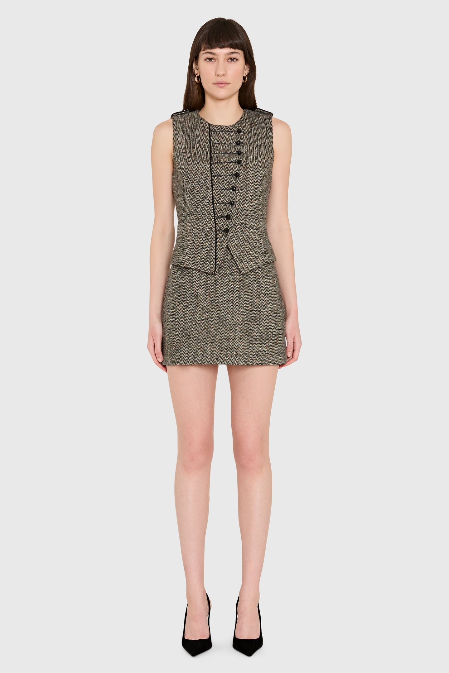 Amanda Uprichard Fiona Romper in Watson Tweed - front view