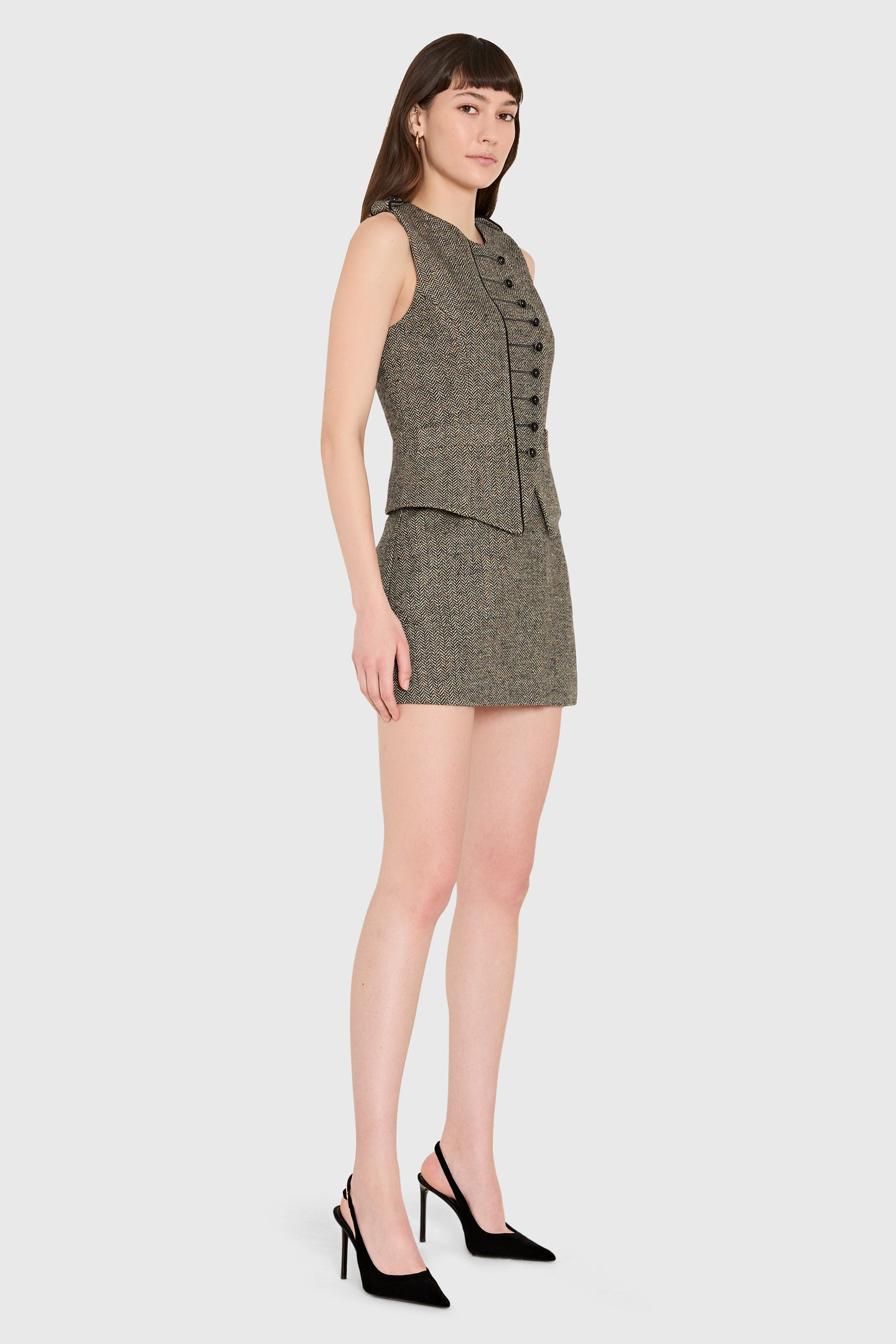 Amanda Uprichard Fiona Romper in Watson Tweed - side view