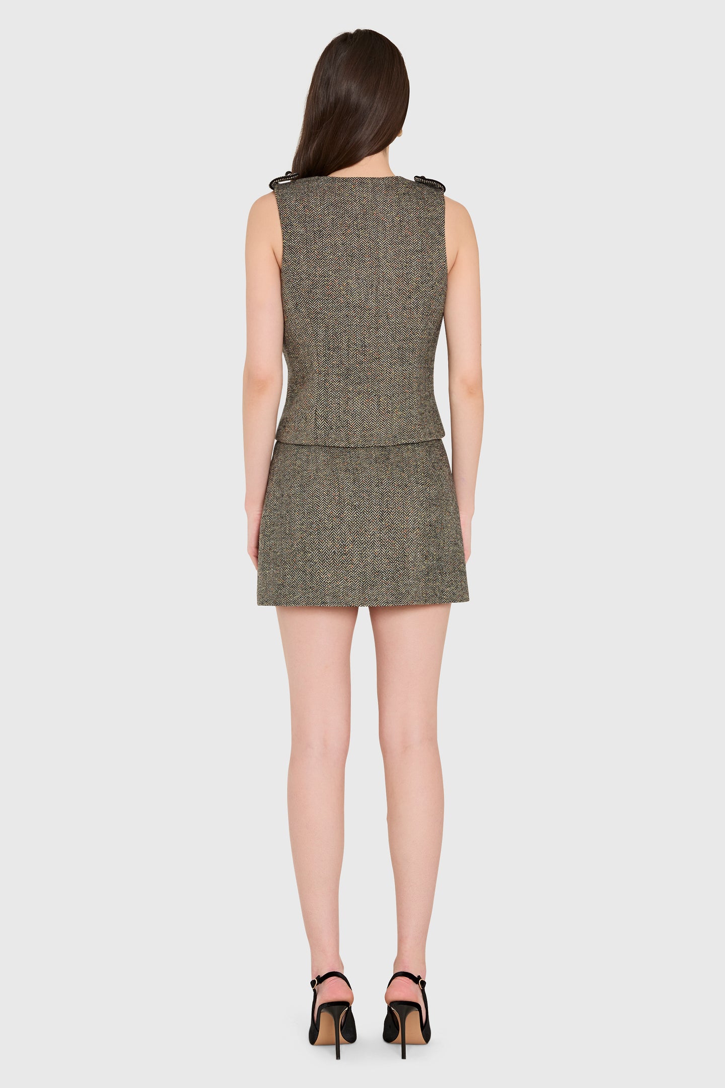 Amanda Uprichard Fiona Romper in Watson Tweed - back view