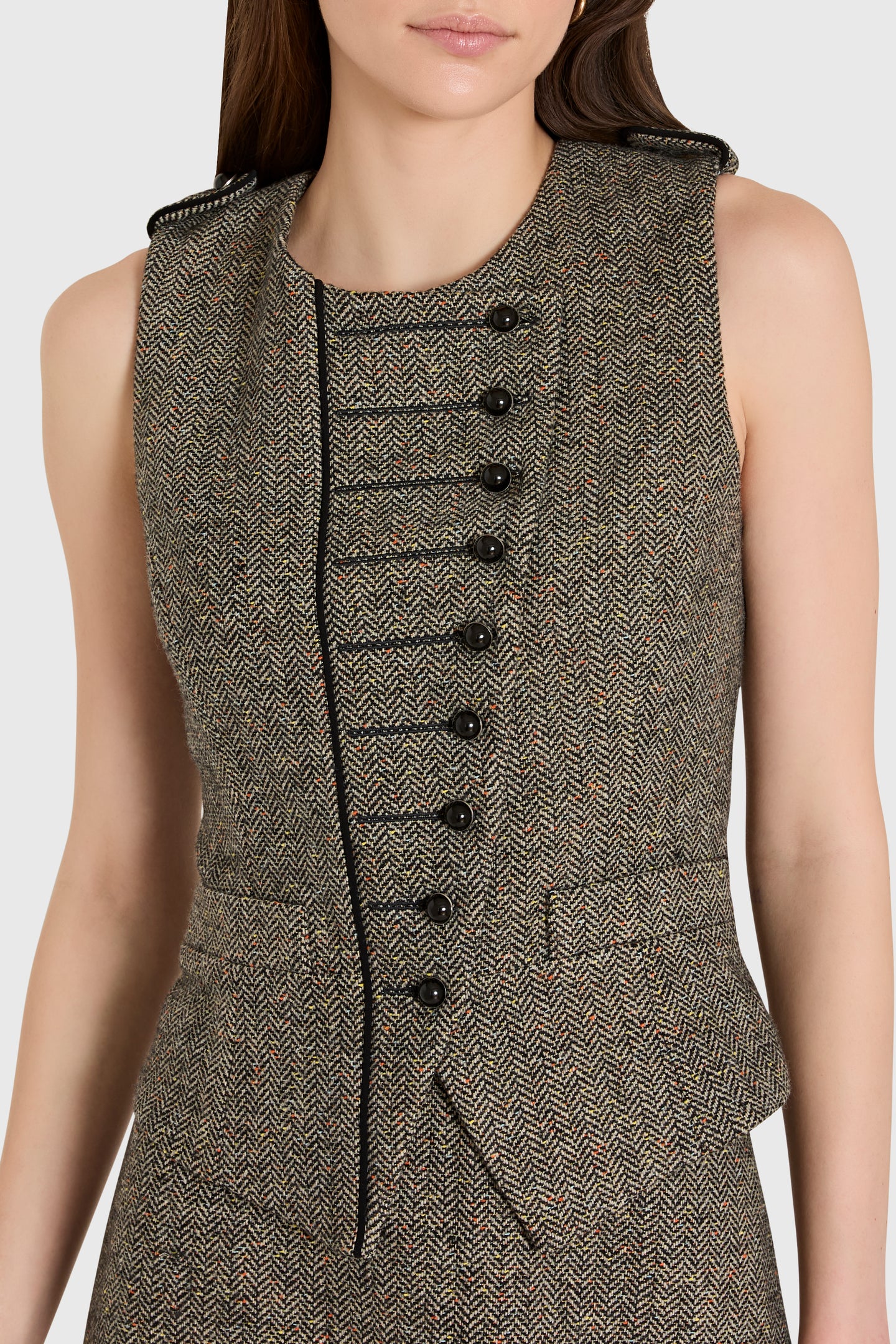 Amanda Uprichard Fiona Romper in Watson Tweed - detail view