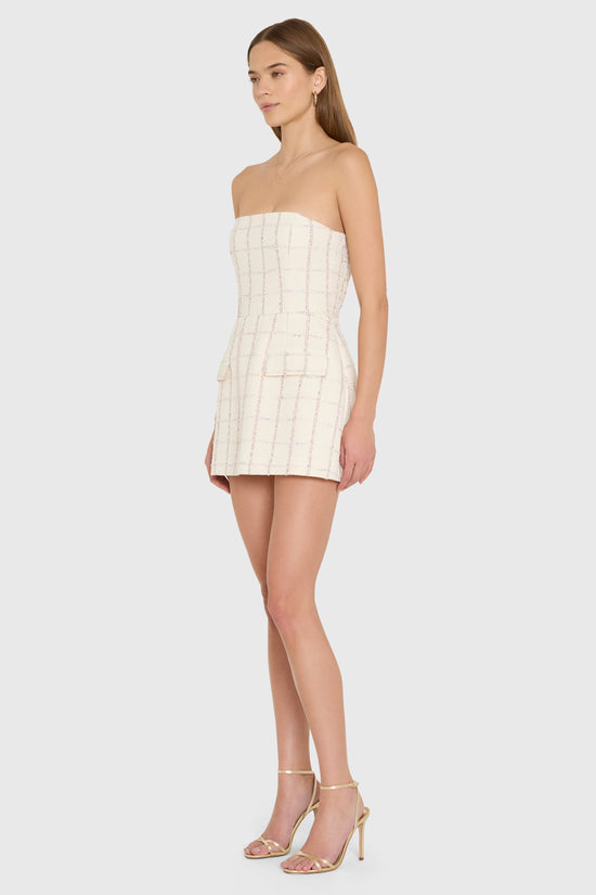 Strapless Bethany Romper in Charlotte Tweed