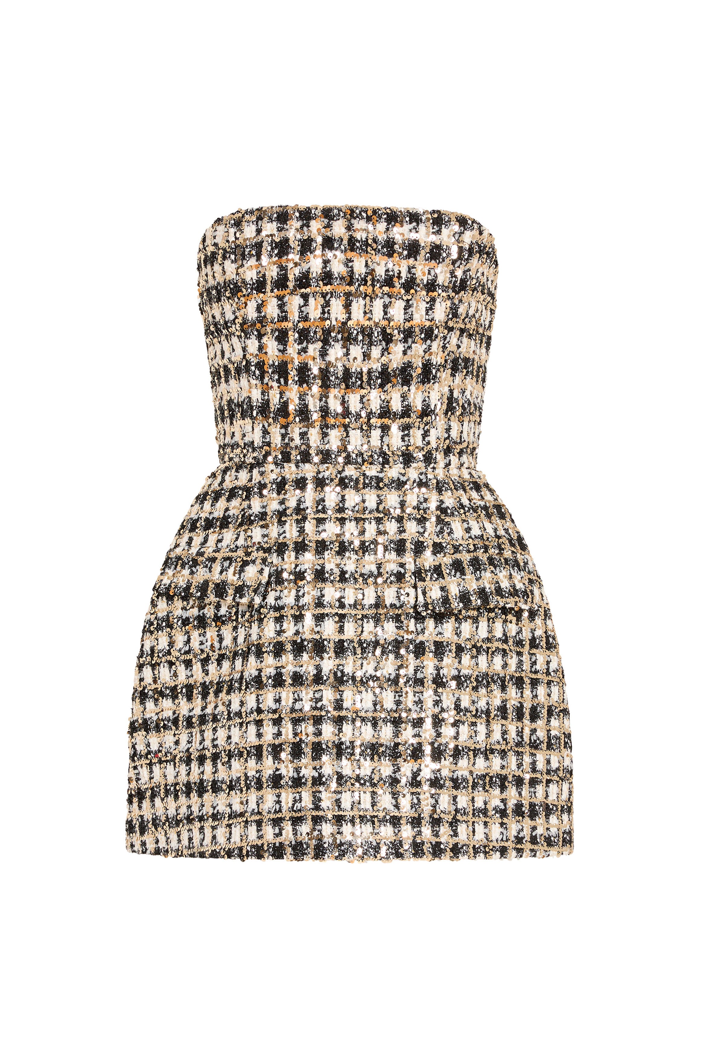 Tweed strapless dress on a white background
