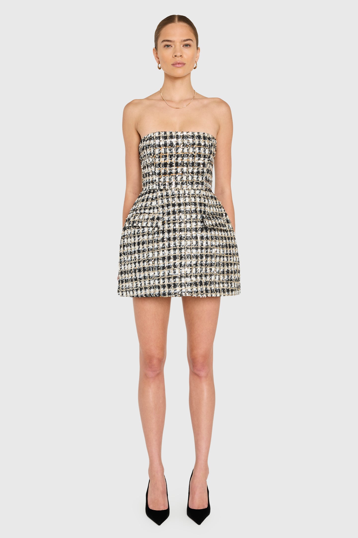 Strapless Bethany Romper in Winslet Tweed View 1