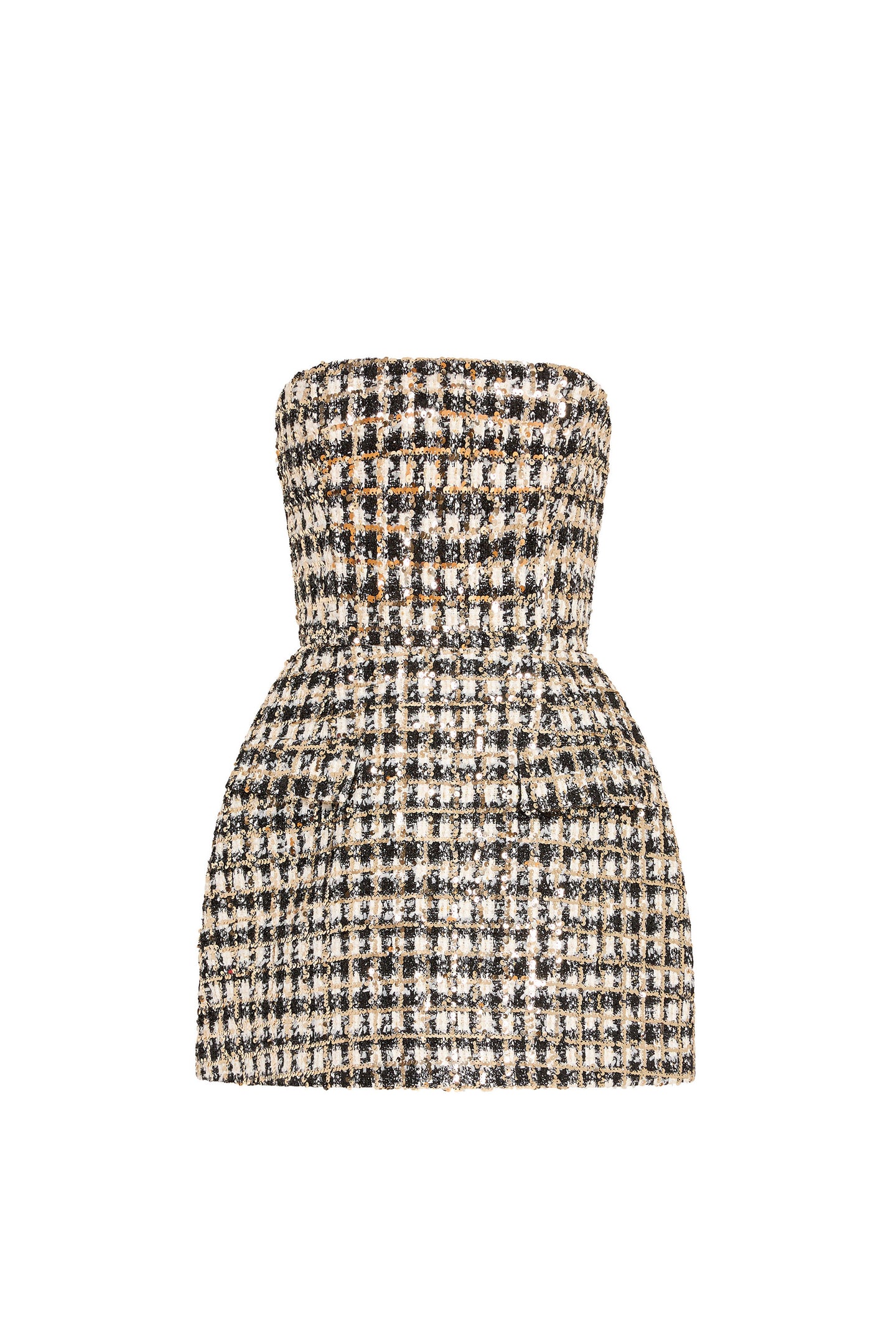 Amanda Uprichard Bethany Metallic Tweed Strapless Romper in Black/white at Nordstrom, Size Large