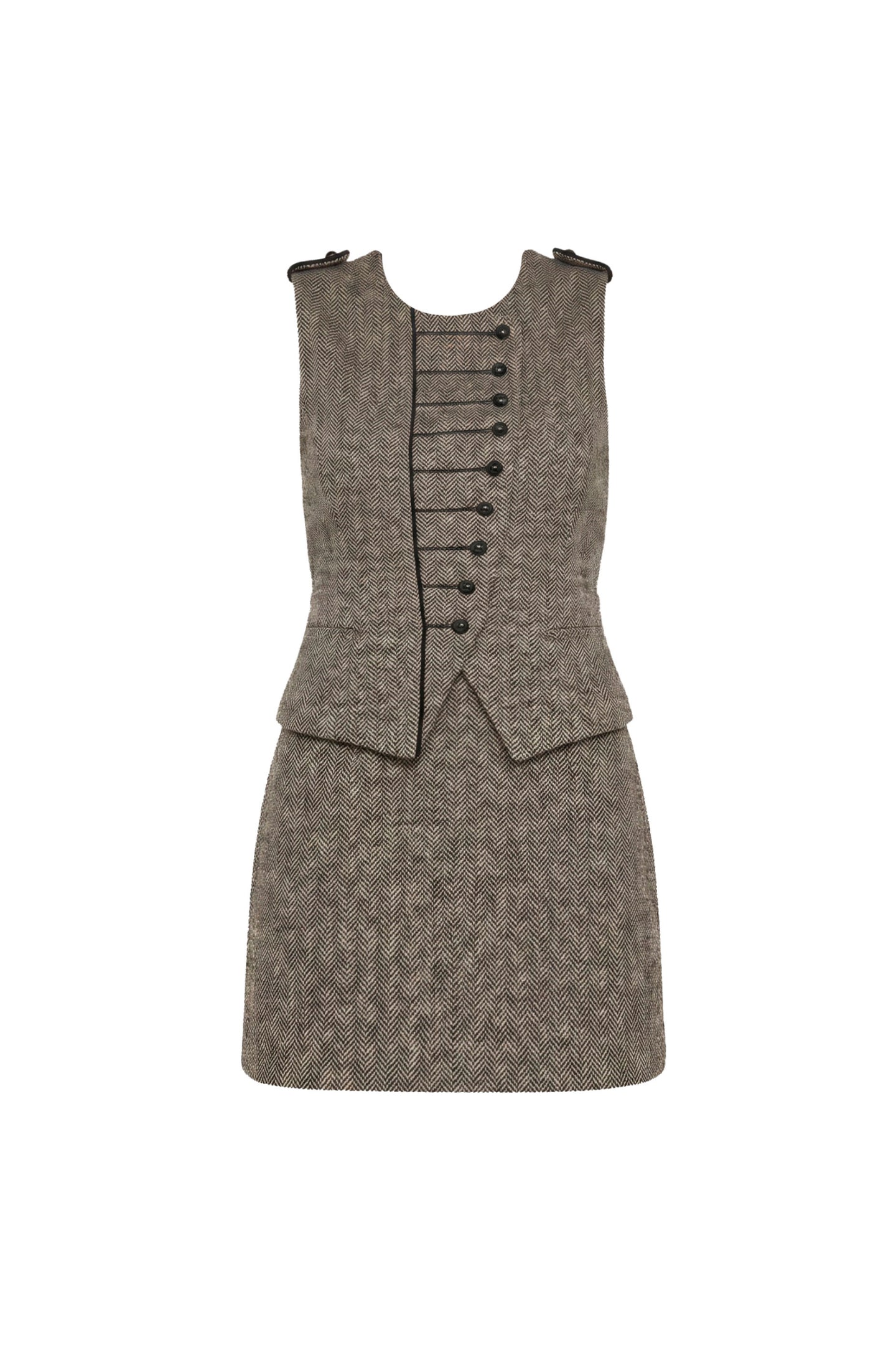 Amanda Uprichard Fiona Romper in Watson Tweed - shown on invisible mannequin