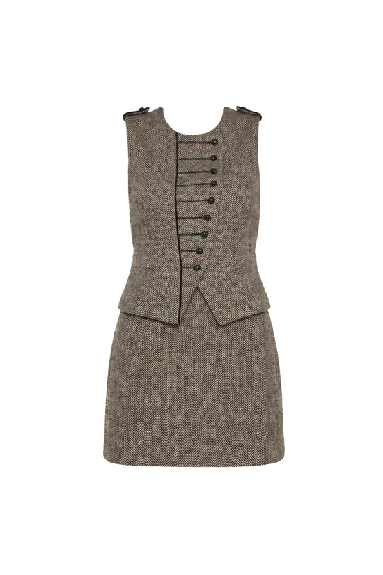 Amanda Uprichard Fiona Romper in Watson Tweed - shown on invisible mannequin