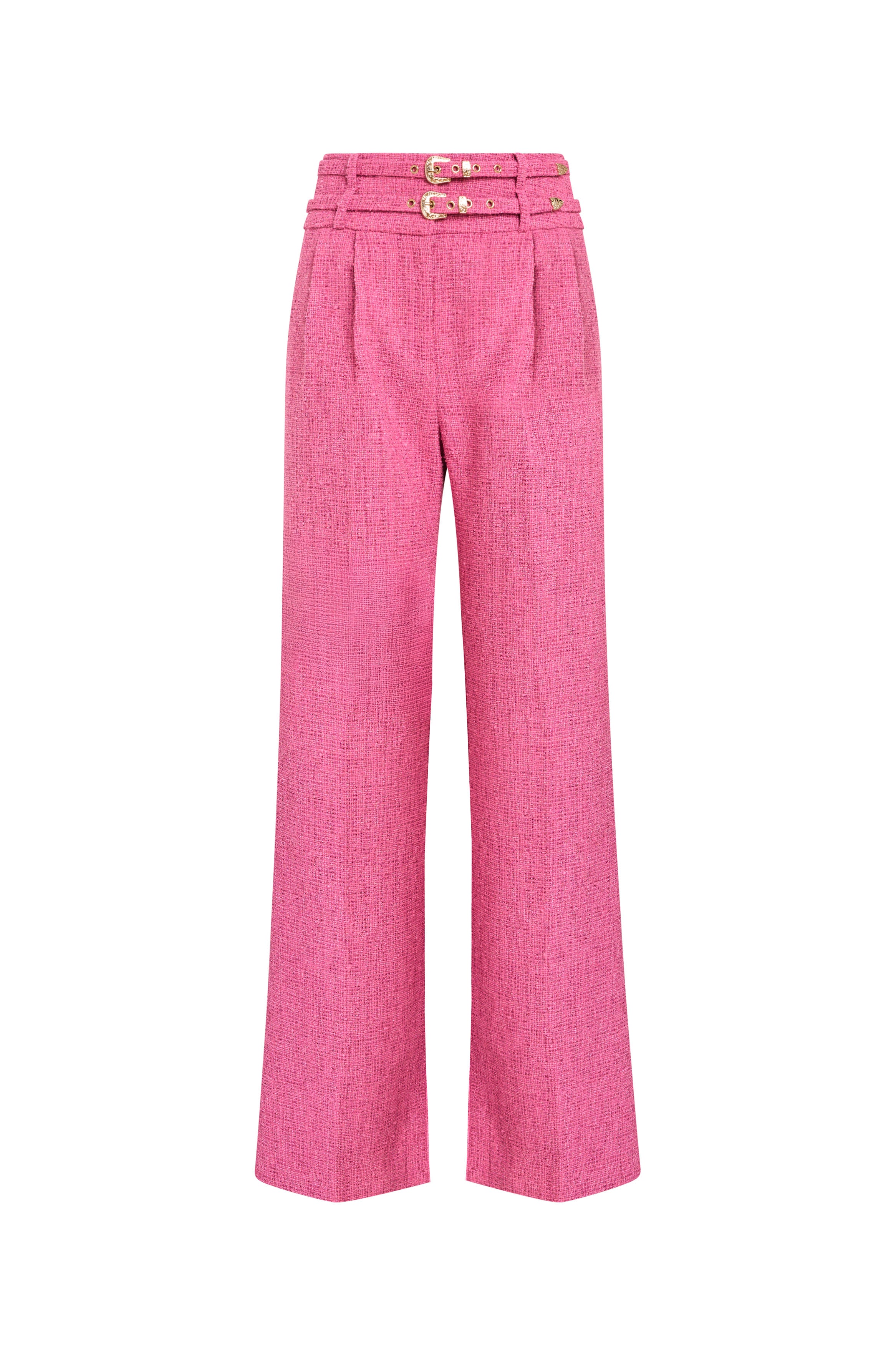 Pink pants with a belt on a white background