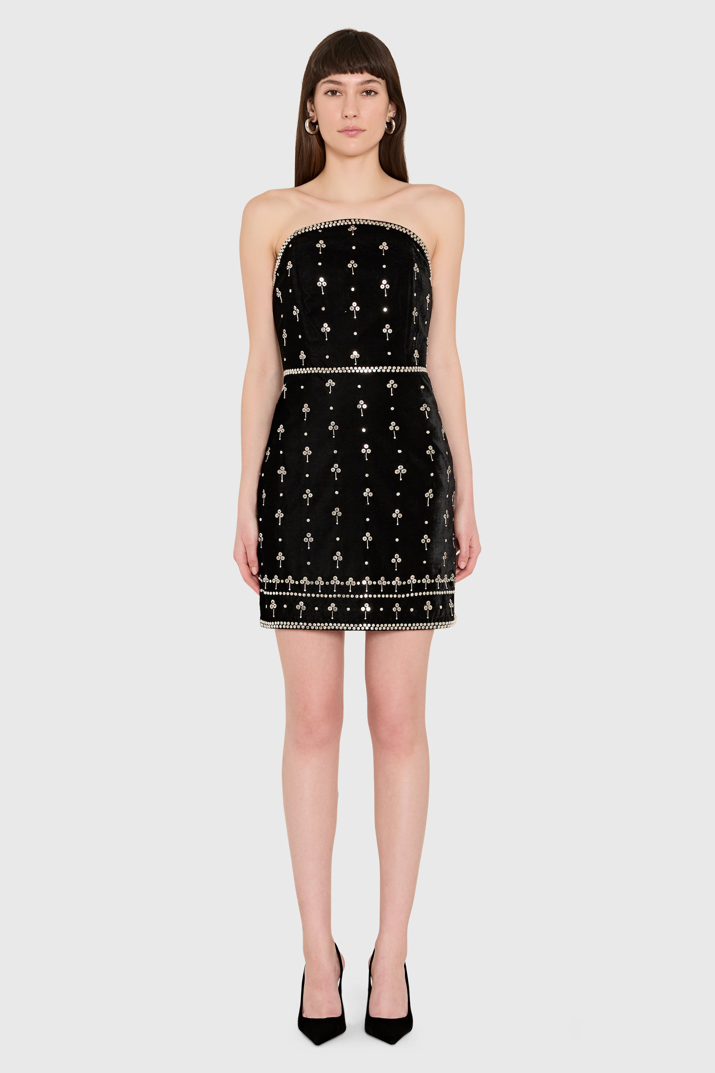 Wolfe Mini Dress in Studded Velvet view 1