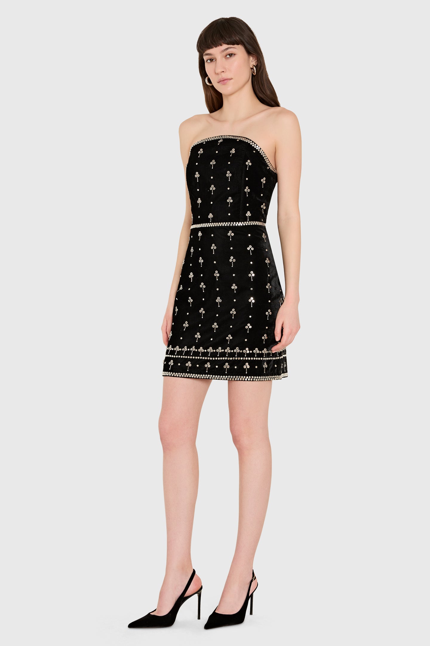 Amanda Uprichard Wolfe Mini Dress in Studded Velvet - side view