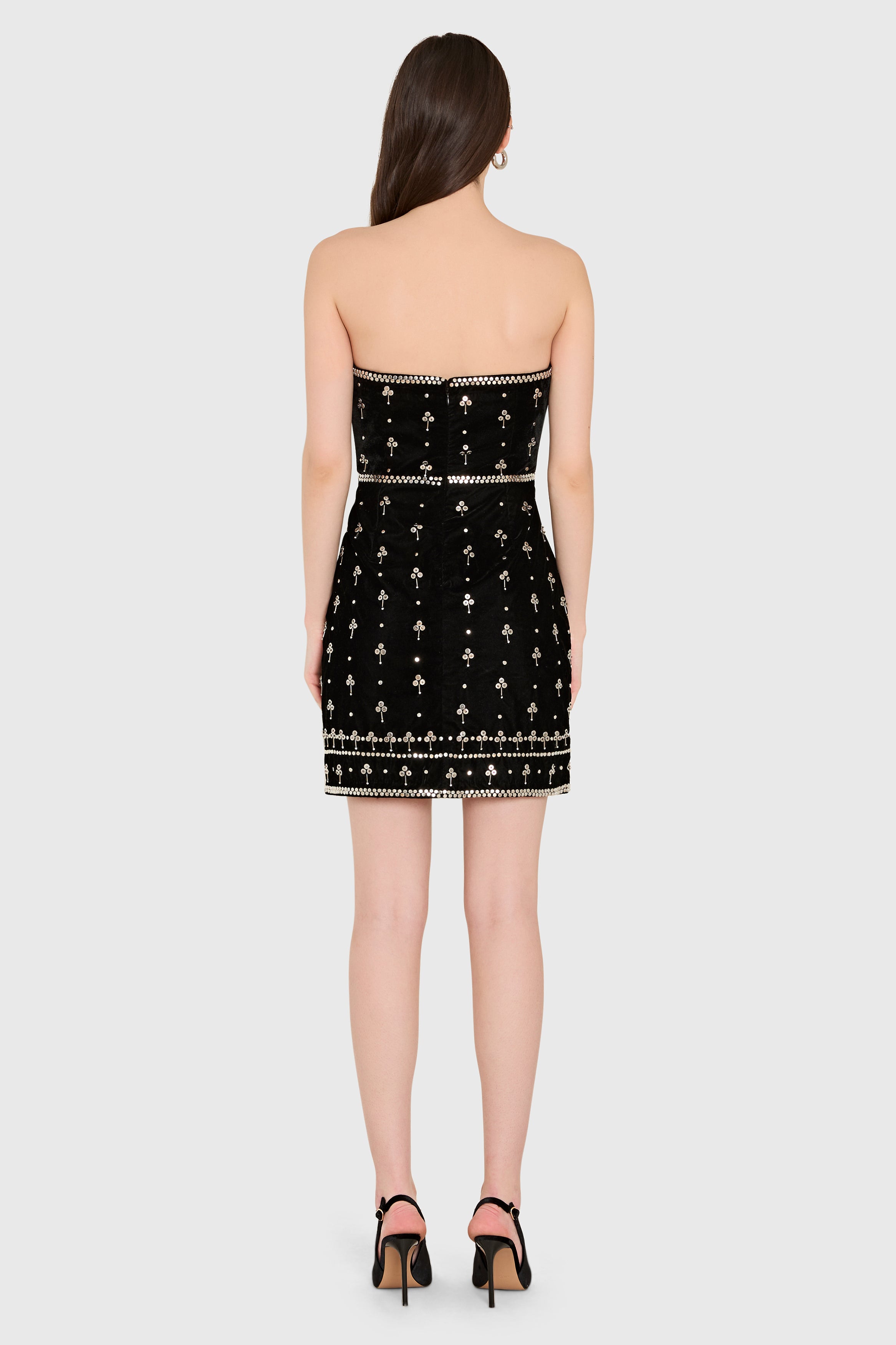 Wolfe Mini Dress in Studded Velvet view 3