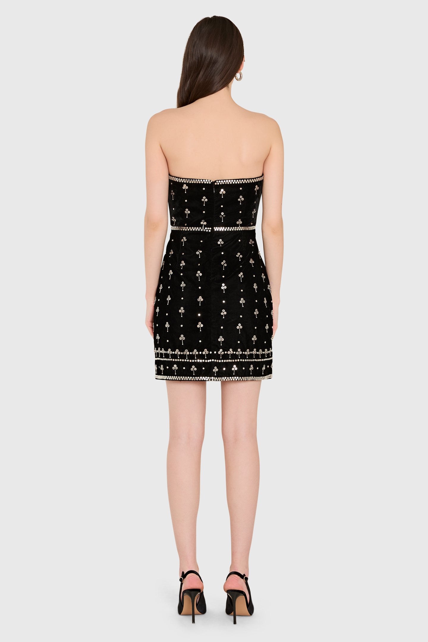 Amanda Uprichard Wolfe Mini Dress in Studded Velvet - back view