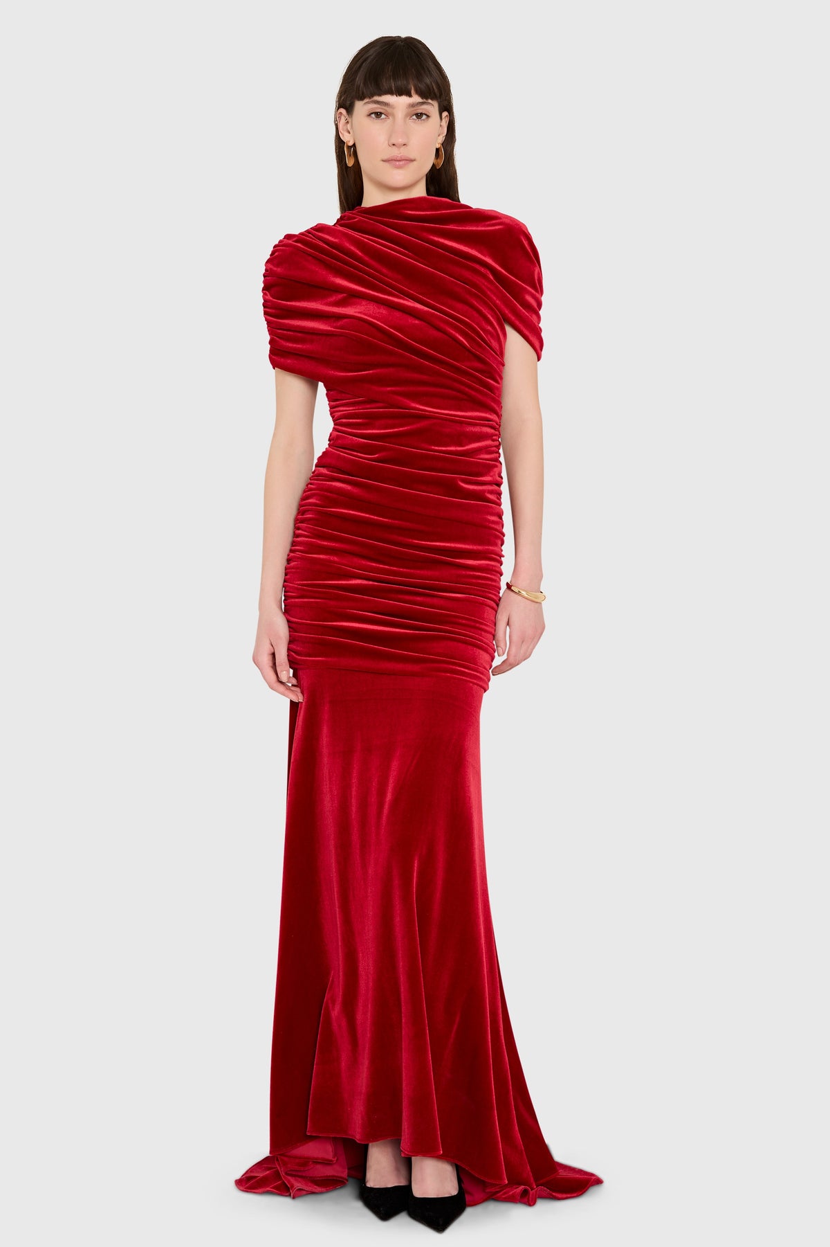Amanda Uprichard Evianna Gown in Velvet in Carnelian - additional view