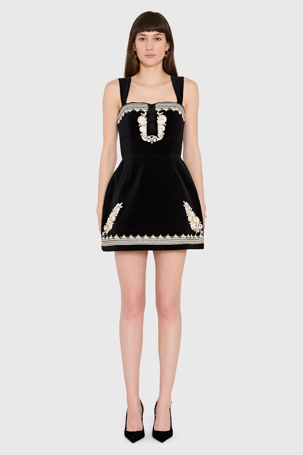 Amanda Uprichard Lottie Dress in Velvet in Black - front view
