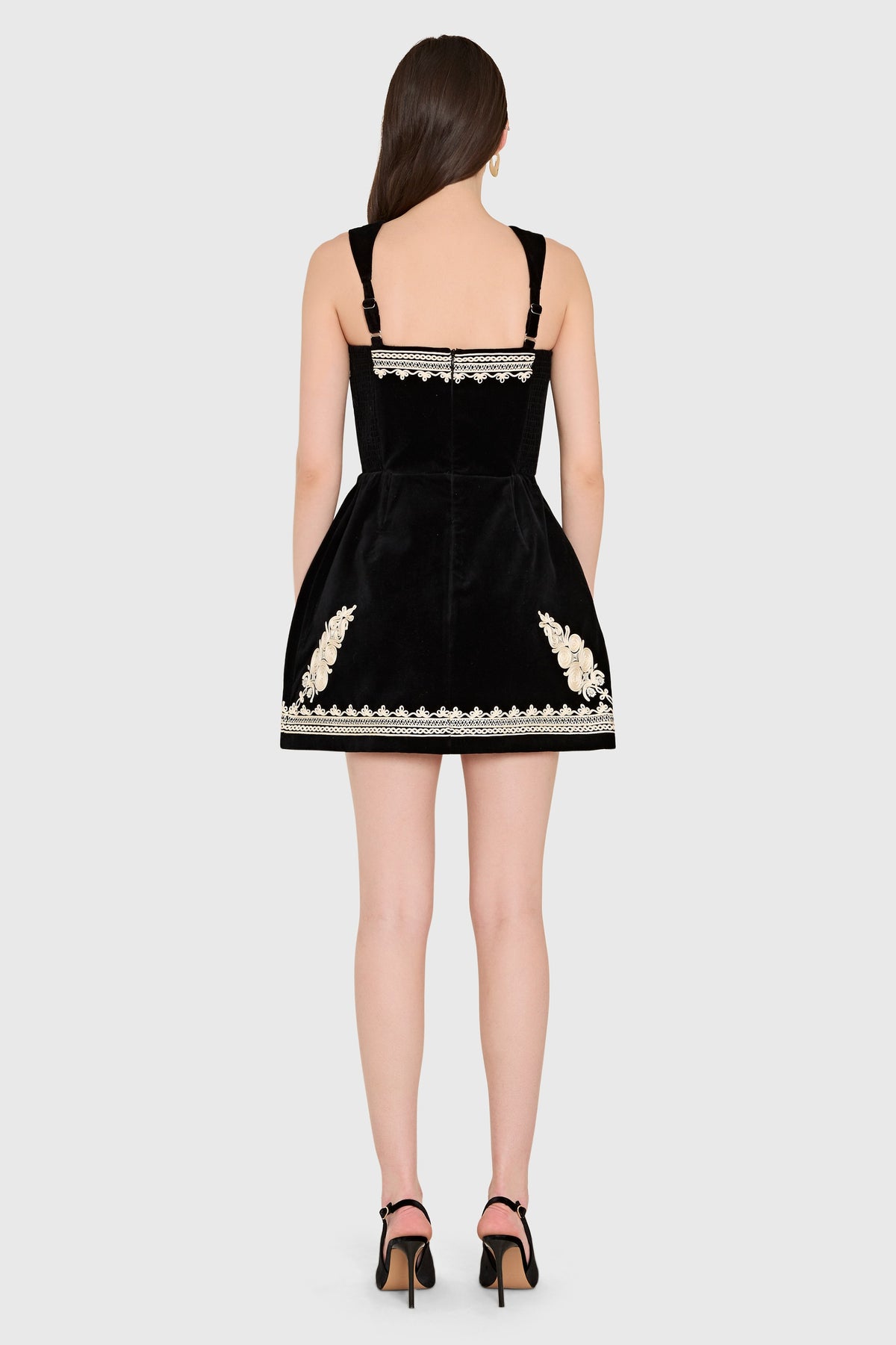 Amanda Uprichard Lottie Dress in Velvet in Black - back view