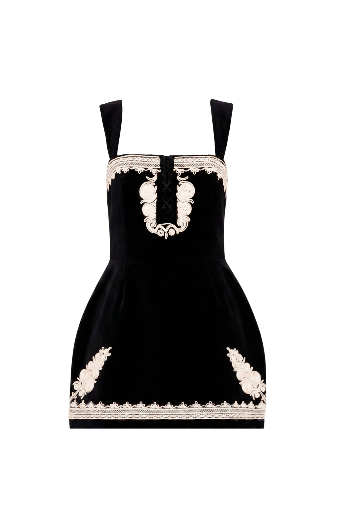 Amanda Uprichard Lottie Dress in Velvet in Black - shown on invisible mannequin