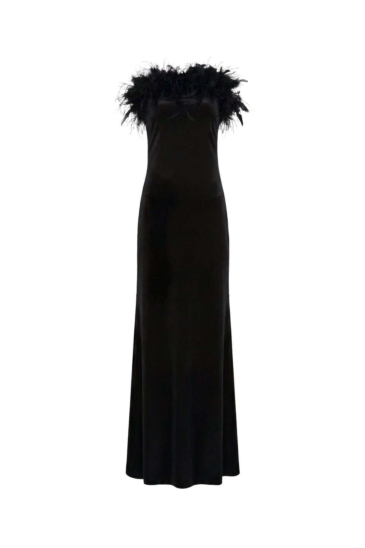 Amanda Uprichard Ella Gown in Velvet in Black - shown on invisible mannequin