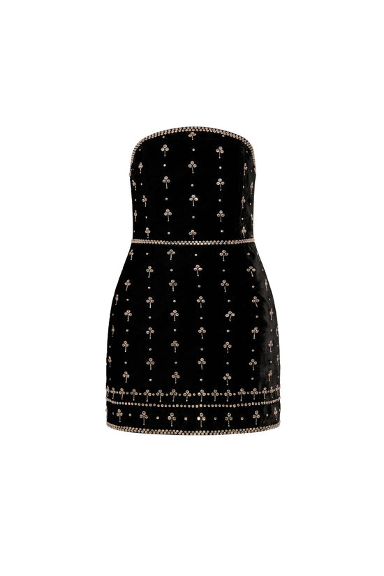 Wolfe Mini Dress in Studded Velvet view 1