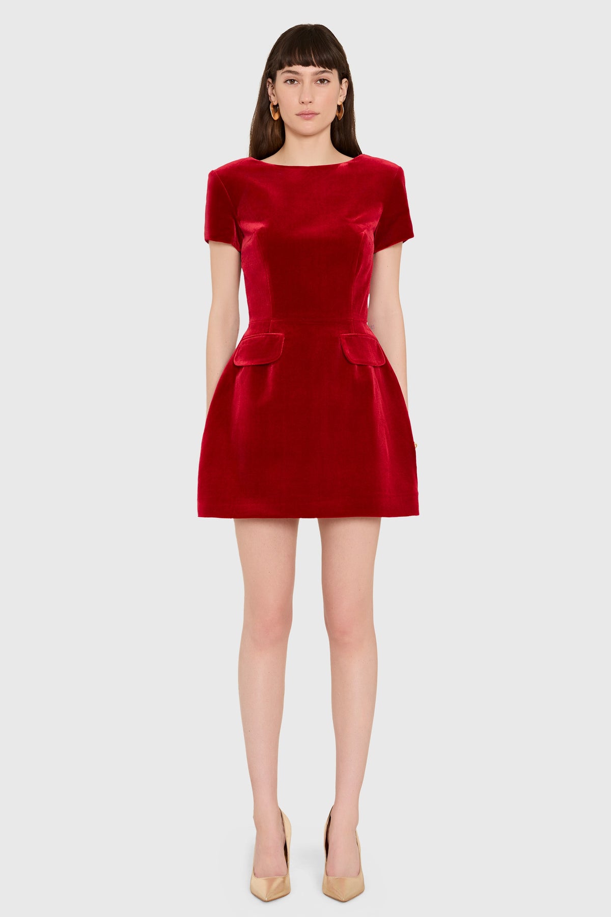 Amanda Uprichard Abigail Dress in Velvet in Carnelian - front view