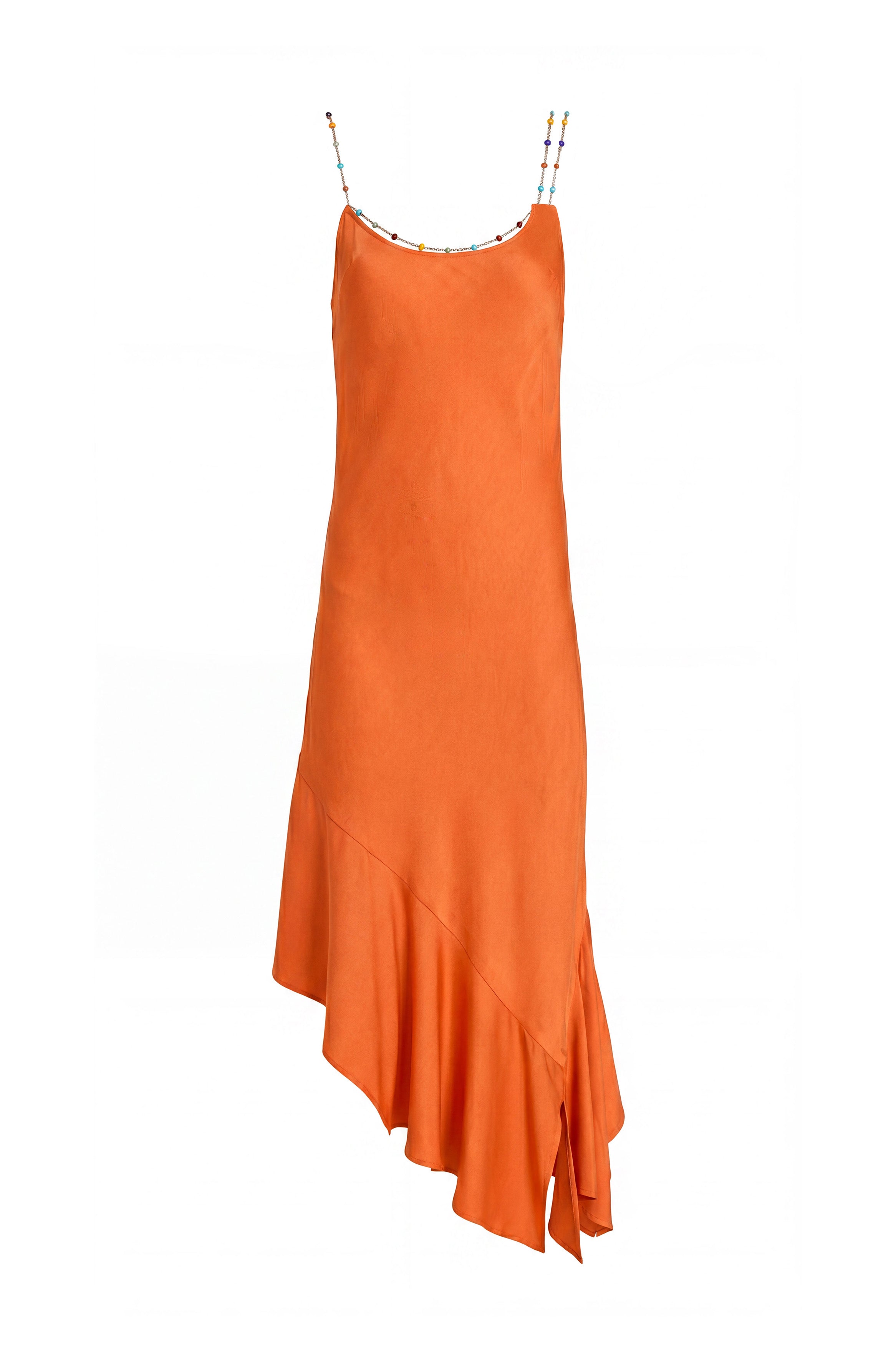 Sleeveless Midi Eros Dress in Pomelo Satin | XS
