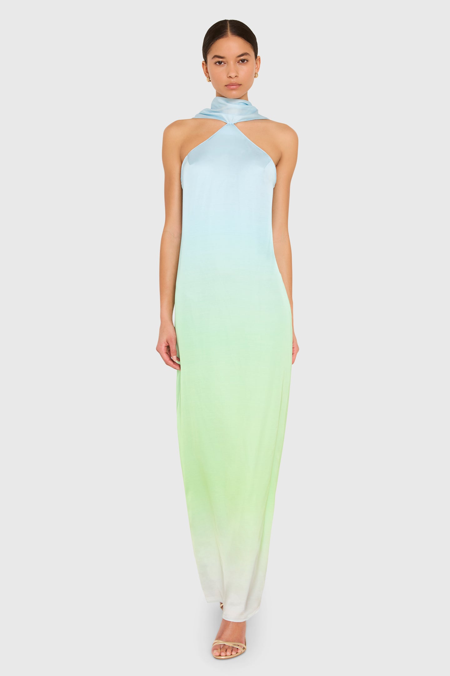 Ashton Maxi in Blue Ombre - Full length Satin Dress - Amanda Uprichard Ashton Maxi in Blue Ombre - Full length Satin Dress - Amanda Uprichard