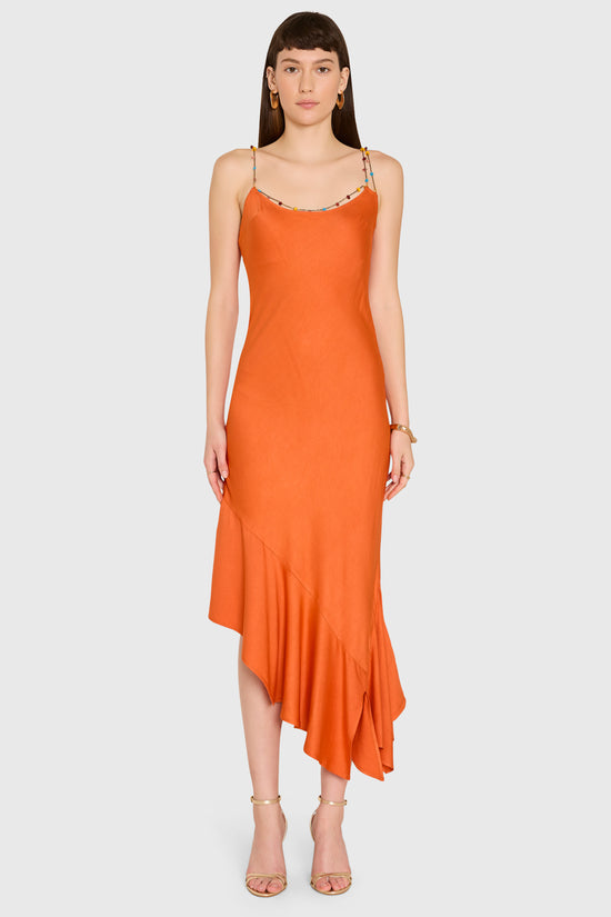 Amanda Uprichard | Eros Midi Dress in Pomelo. view 1