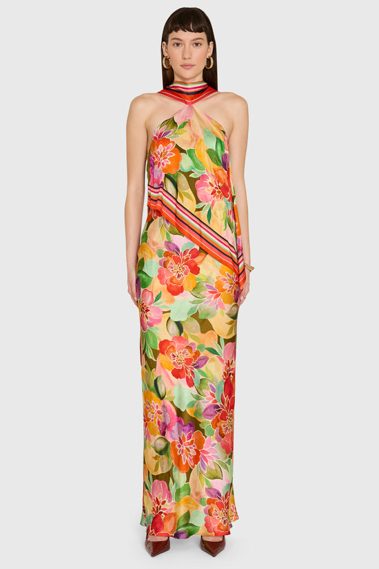Amanda Uprichard | Irena Maxi Dress in Dominica Scarf Print. view 1