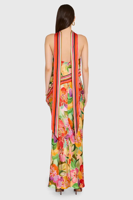 Amanda Uprichard | Irena Maxi Dress in Dominica Scarf Print. view 3
